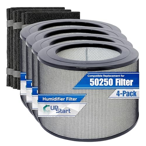 4-Pack 24000 True HEPA Air Purifier Filter Set for Honeywell 50250-S Replacement Filter - Compatible with Honeywell 50250 Filters Model 50250 S with Carbon Foam Pre-Filter Prefilters