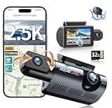 Juscar 3 Channel Dash Cam with WiFi & GPS, Front and Rear/Inside, Voice Control 4K/2.5K+1080P+1080P Triple Dash Camera for Cars, 3" IPS Touch Screen, Free 32GB Card