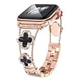 Rose Gold Cute Luxury Metal Diamond Slim Glitter Apple Watch Band 38mm 40mm 42mm 44mm iwatch se Series 6543,Apple Watch Series 7 45mm Band for Women Bling,Apple Watch se Series 3 38mm Band Womens