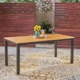 Hassyee 7-Piece Outdoor Dining Set with Acacia Wood Dining Table for Balcony, Backyard, Patio Dining Furniture Set with Comfortable Cushions and Aluminium Frame for Lawn, Poolside (Table)
