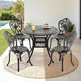 lafengyan Cast Aluminum Outdoor Dining Set with Round Table and Chairs for Patio, Deck or Balcony