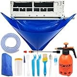Oiktylr Mini Split Cleaning Kit Bag with 2L High Pressure Sprayer, Air Conditioner Cleaning Kit with Waterproof PVC AC Cleaning Cover Bib with HVAC Cleaning Tools, Small