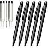 Cambond Retractable Click Ballpoint Pens - Matte Metal Barrel for Police Duty, Nurses, One-Handed Operation, 1.0mm Medium Point Smooth Writing, Heavy Duty Clip, 5 Pens with 5 Refills (Black)