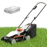 Litheli Electric Lawn Mower Cordless,Grass Cutter Machine for 1300 Sq.Ft. Lawnmower with Motor,13.2 in Cutting Width,8 Gallon Capacity,Cutting Height from 1 to 2.5 in with 4.0A Battery