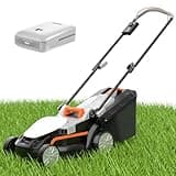 Litheli Electric Lawn Mower Cordless,Grass Cutter Machine for 1300 Sq.Ft. Lawnmower with Motor,13.2 in Cutting Width,8 Gallon Capacity,Cutting Height from 1 to 2.5 in with 4.0A Battery