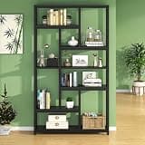 LOVEZOE 7 Tier Bookshelf, 78.7 Inch Tall Open Bookcase for Home Office Living Room, E1 Board and Black Metal Frame, 39.4” W x 11.8” D x 78.7” H