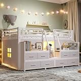 Bellemave Full Low Loft Bed,Metal Kids Loft Bed Frame for Boys Girls,White