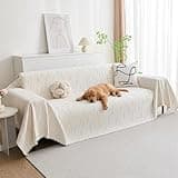 MYSKY HOME Couch Cover for Dogs, Sectional Couch Cover, Beige Lines Sofa Covers for Sectional Sofa L Shape Chenille Couch Protector for Dogs Pets Couch Covers Washable Soft Throw, 71" X118"