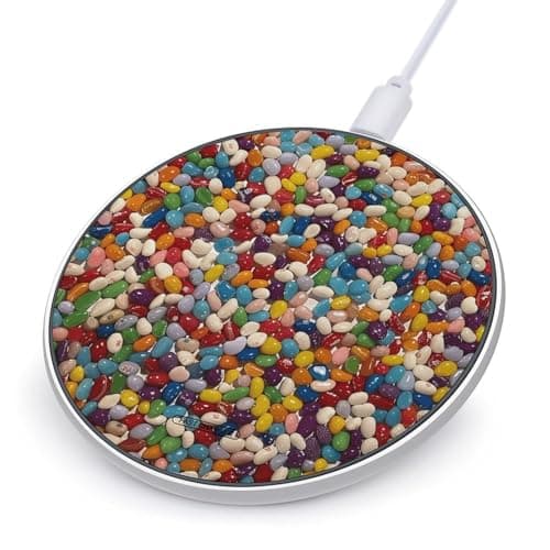 Assorted Jelly Beans Wireless Charger 10W Max Fast Wireless Charging Pad Lightweight Charging Station Portable Ultra Slim Charger Mat for Most Phone for Travel Home Office Desk