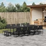 KLGBNCVE 15 Piece Patio Dining Set with Black Textilene Chairs, Folding Backrest, Tempered Glass Table, and Removable Cushion Covers
