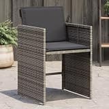 DXKDUSOKJ 4 Pack Patio Chairs with Cushions Gray Poly Rattan, Foldable Backrest Outdoor Chairs with Removable Washable Covers