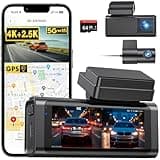 Beferich 4K+2.5K Dash Cam Front and Rear, Built-in GPS, 5.8G WiFi, Free 64GB Card Included, Dash Camera for Cars, 2-Channel Car Camera,3.16'' IPS Screen,G-Sensor,WDR&HDR,24H Parking Monitor,Max 256GB