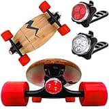 Eggboards Mini Longboard with LED Lights Accessories - Bamboo Small Longboard with LED Underglow Light Front and Tail. Great for Adults and Kids to Skate Anywhere and