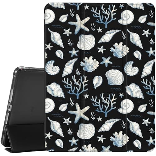 JOYLAND Conch Shell Case for iPad A16 11th Generation Case 11 Inch 2025/iPad 10th Gen 2022 10.9 inch with Pencil Holder,Trifold Stand Protective Cover with Soft TPU Back,Black