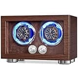 ANWBROAD Double Watch Winder, Automatic Watch Winder for Automatic Watches, Dual Watch Winder Box with Type-C Port Adapter, 4 Modes, Quiet Motor, LED Light, UJWW004M