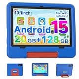 IWEGGO Android 15 Kids Tablet with EVA Case, 10 inch Tablet for Kids, 20GB RAM+128GB ROM/MAX 2TB, 1280 * 800 IPS HD Eye-Care Touch Screen, 2.0GHz Quad-core Toddler Tablets, 5G WiFi6, Widevine L1 Blue