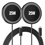 25W Magnetic Wireless Charger: Fast Charging Pad for iPhone 17 16 15 14 13 12 Pro Max, Samsung Galaxy S26 S25, Google Pixel 10, AirPods-Slim Portable for Travel Bedside Office-Black 2 Pack