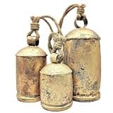 Large Rustic Iron Cow Bells Set of 3 Size: 2-4-6"