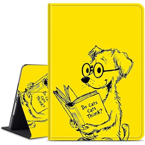 Dikoer for Samsung Galaxy Tab E 9.6" 2015 (SM-T560/T561/T565/T567) Tablet Case, Multiple Viewing Angles & Kickstand Back Case Drop Protection Smart Cover, Reading Puppy Yellow