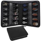 RAHJKB Zippered Key Storage Case,Portable Key Organizer,Car Service Key Storage Box,Leather Key Holder for Offices,Landlord,Car Rental,Black