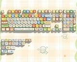 Typehaven MOA Profile PBT Keycaps,132 Keys Cute Style Keycap Set with Cute Icons, Dye-Sublimation, MOA Profile for Most 60% 65% 75% 80% 100% US Layout Cherry MX Switches Mechanical Keyboard