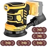 5-Inch Random Orbital Sander, Cordless Sanding Machine Compatible with Dewalt 20V Battery(NO Battery), Brushless Electric Sander with Dust Collector (Light Yellow)