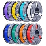 250g PLA Filament 1.75mm Bundle, SUNLU 3D Printer Filament Neatly Wound, Individually Vacuum Packed, 250g Spool, 8 Rolls, White+Red+Orange+Yellow+Green+Blue+Cyan+Purple
