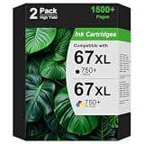 W.L.M 67XL 67 XL Ink Cartridges Black/Color Combo Pack Compatible for HP Printer DeskJet 6055e 2755e 2800e 2855e 6000 6055e 2700 4155e 4255e 4100 2700e 2734e 2800 2852e Envy 6055e 6455e 6400 Series