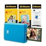 Kodak Step Instant Smartphone Photo Printer - 75 Sheets Bundle - Portable Mini Color Wireless Mobile Printer - Zink 2x3” Sticky-Back Photos - Bluetooth Compatible with Smart Devices - Fun App -Blue
