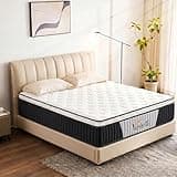 VERINOTE 12 Inch Queen Mattress, Medium Firm Hybrid Memory Foam, 7-Zone Body Support for Pressure Relief, Motion Isolation, Queen Mattress in a Box, White Breathable Textured Fabric Mattresses