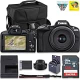 Canon EOS R50 Mirrorless Camera Kit – APS-C RF Camera with 18-45mm Lens, 4K Video, Dual Pixel AF II & Vari-Angle Touchscreen (5811C012) + Shoulder Bag + 128GB Memory Card
