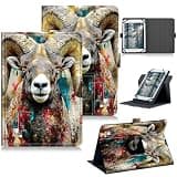 RWUTYTIUL for Walmart Onn 8 Inch 2024 (Model:100135923) Universal Tablet Case, 360 Degree Rotating Kickstand Protective Stand Case with Multiple Viewing PU Leather Shell Case, Brown Bighorn Sheep