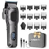 VGRPRO Hair Clippers for Men Professional, Cordless & Corded Barber Clippers for Hair Cutting with Package Case, Electric Grooming Kit for Home & Barber Use, LED Battery Display (Gray)