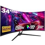 Gawfolk 34 Inch Ultrawide Curved Gaming Monitor, 21:9 UWQHD 3440x1440 165Hz Curved 1500R Computer Monitor PIP/PBP,1ms(MPRT) 128% sRGB,HDMI & DP,Tilt Adjustable,Panoramic for Office & Immersive Gaming