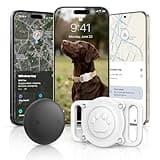 (1 Pack) GPS Dog Tracker Collar (iOS & Android), Bluetooth Dog Tracker GPS, Smart Pet Activity Tracker, No Monthly Fee, Work with Apple Find My & Google Find Hub, Finder Tag for Pets,Items White