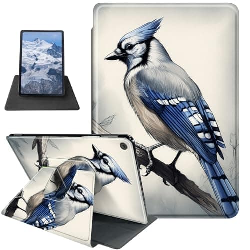 Case for iPad 10.2 Case iPad 9th/iPad 8th/iPad 7th Generation 2021/2020/2019 Blue Jay Bird Theme 360 Degree Rotating Stand Protective Cover with Auto Sleep/Wake for iPad 10.2 Tablet