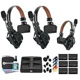 Hollyland Solidcom C1 Pro-3S Full Duplex Wireless Intercom System, 3 User Headsets, Dual Mic ENC Noise Cancellation, DECT 6.0 Communication for Film Production, Broadcasting and Live Events (Bundle)