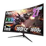 ChzsyhC 27 Inch Curved 180Hz Gaming Monitor, 1800R Curved Gaming Monitor, 1ms MPRT, FHD(1920×1080P), Freesync, HDMI2.0,DP1.4, VESA Mountable(DP&HDMI Cable Incl.)
