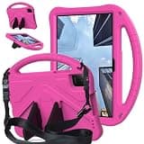 Kids Case Compatible with TCL Tab 10L Gen4 10.1''(2025) Tablet, Lightweight EVA Shockproof Case w/Stand Shoulder Strap Protective Cover(Rose Red)