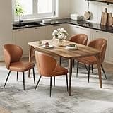 VASAGLE EKHO Collection - Dining Chairs Set of 4, Upholstered Kitchen Chairs, Comfortable Seat, Synthetic Leather with Stitching, Mid-Century Modern, Easy Assembly, Living Room Lounge, Caramel Brown