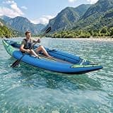 Inflatable Kayak for One Adult - 450LBS Capacity Solo Fishing Kayak with Paddle, Seat, Pedal, Hand Pump & Bag - Durable Single Seat, Size 300x93x40cm