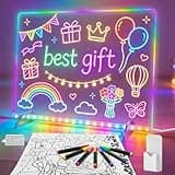 Led Note Board with Colors,16''Drawing Tablet,6 Modes & 8 Colors Light Up Drawing Board,Kids Toy with 13 Light Effects,Birthday Holiday Day Gifts for Girls & Boys Age 3+,Tracing Book(White)