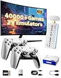 2026 Upgraded Retro Gaming Console Stick Pro, Video Games Stick with 4K HDMI Built-in 23 Emulators Console, 40000+ Game System, Plug and Play TV Game Stick with 2 Wireless Controllers Moonlight White