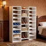 BIGTO Shoe Storage Organizer,Freestanding Display Shelves White 47.3"*11.8"*59.1" Home Furniture