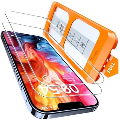 TOCOL for iPhone 13 Pro Screen Protector Military Grade Shatterproof HD Tempered Glass Full Coverage Anti-Fingerprint Easy Installation Case Friendly 2 Pack