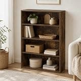 Furevol 4-Tier Bookcase, Bookshelf with Open Storage Shelf, Book Shelf, 9.3 x 31.3 x 41.8, for Living Room, Home Office, Amber Pine