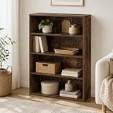 Furevol 4-Tier Bookcase, Bookshelf with Open Storage Shelf, Book Shelf, 9.3 x 31.3 x 41.8, for Living Room, Home Office, Amber Pine