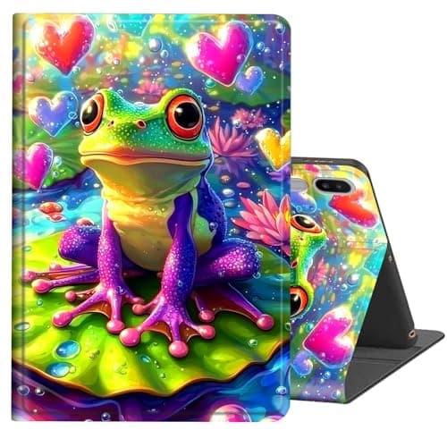 BREIDMKFM Case for Samsung Galaxy Tab S6 10.5" 2019 (Model SM-T860/T865/T867),Auto Wake/Sleep Multi-Angle Viewing Leather Slim Shockproof Protective Folio Stand Smart Cover,Cute Frog Colorful