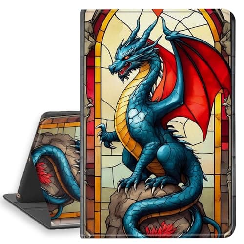HGGJFLYX Case for Kindle Paperwhite 11th Gen 2022/2024, PU Leather Folio Cover with Auto Sleep/Wake, Multi-Angle Stand E-Book Protective Cover 6" for Kindle 11th 2022,Stained Glass Dragon