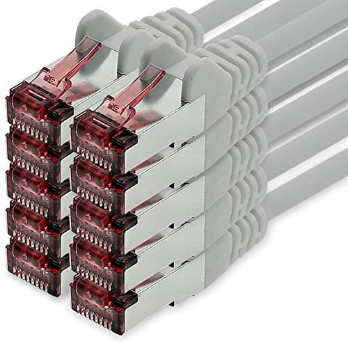 1CONN Cat6 Network Cable 0.5 m Grey - 10 x Patch Cable LAN Cat 6 LAN Network Cable Sftp Pimf LSZH Copper 1000 Mbit s